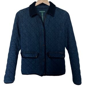 LAUREN RALPH LAUREN Quilted Denim Chore Jacket + Corduroy + Flannel Lined Small